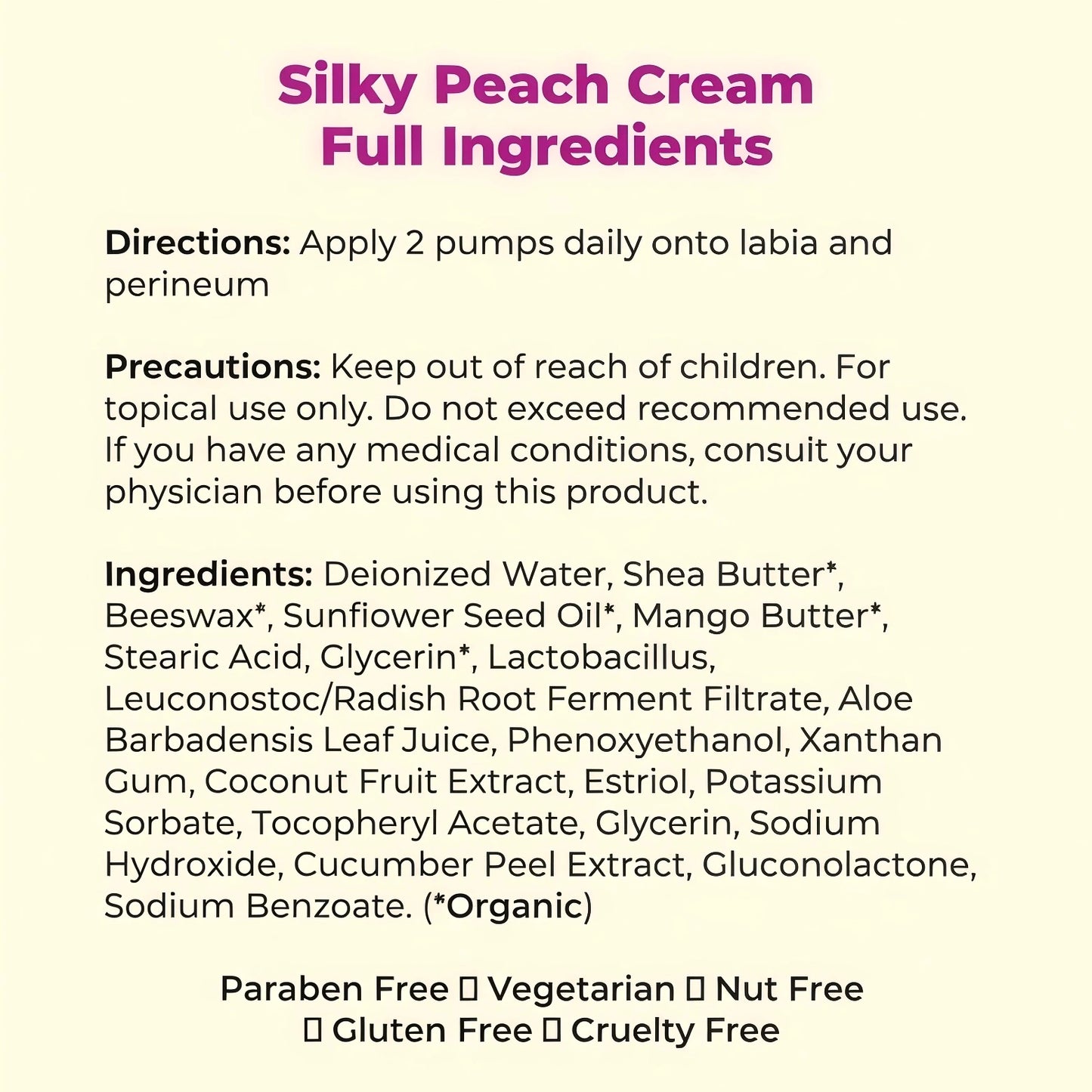Silky Peach Cream By Parlor Games, Intimate Care For Women
